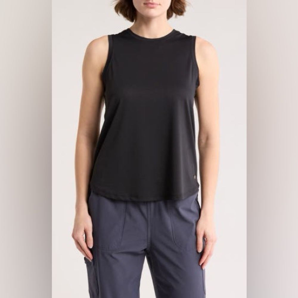 Marika Black Sleeveless Cotton Tank Top Yoga Activewear Gym Workout Yoga Run